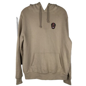 Suspicious Antwerp Hoodie Embroidered Skull Patch Logo Beige Unisex Size XS